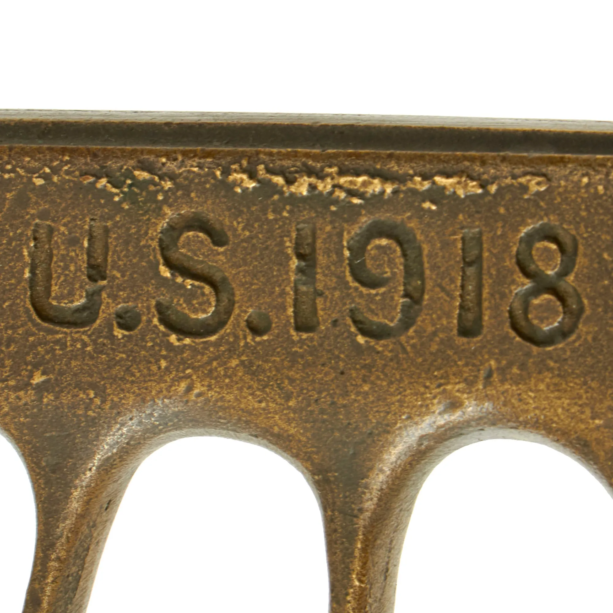 Original U.S. WWI Model 1918 French Made Mark I Trench Knife by AU LION with Correct Steel Scabbard