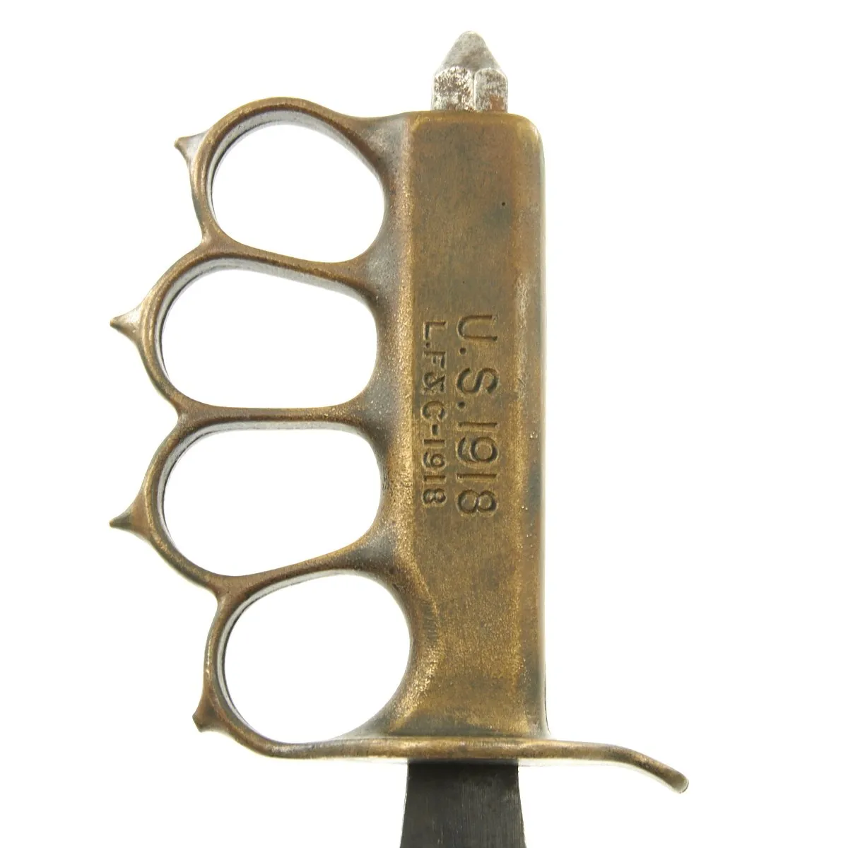 Original U.S. WWI Model 1918 Mark I Trench Knife by L.F. & C with Airborne Modified Scabbard
