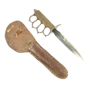 Original U.S. WWI Model 1918 Mark I Trench Knife by L.F. & C with Airborne Modified Scabbard