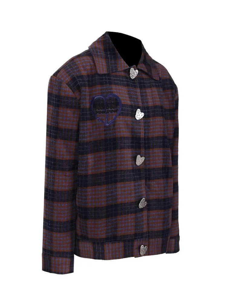 Plaid Metal Heart Jacket & Asymmetric Skirt Setup【s0000004350】