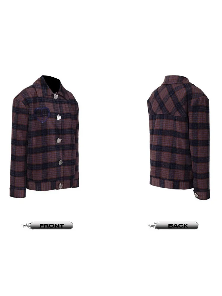 Plaid Metal Heart Jacket & Asymmetric Skirt Setup【s0000004350】