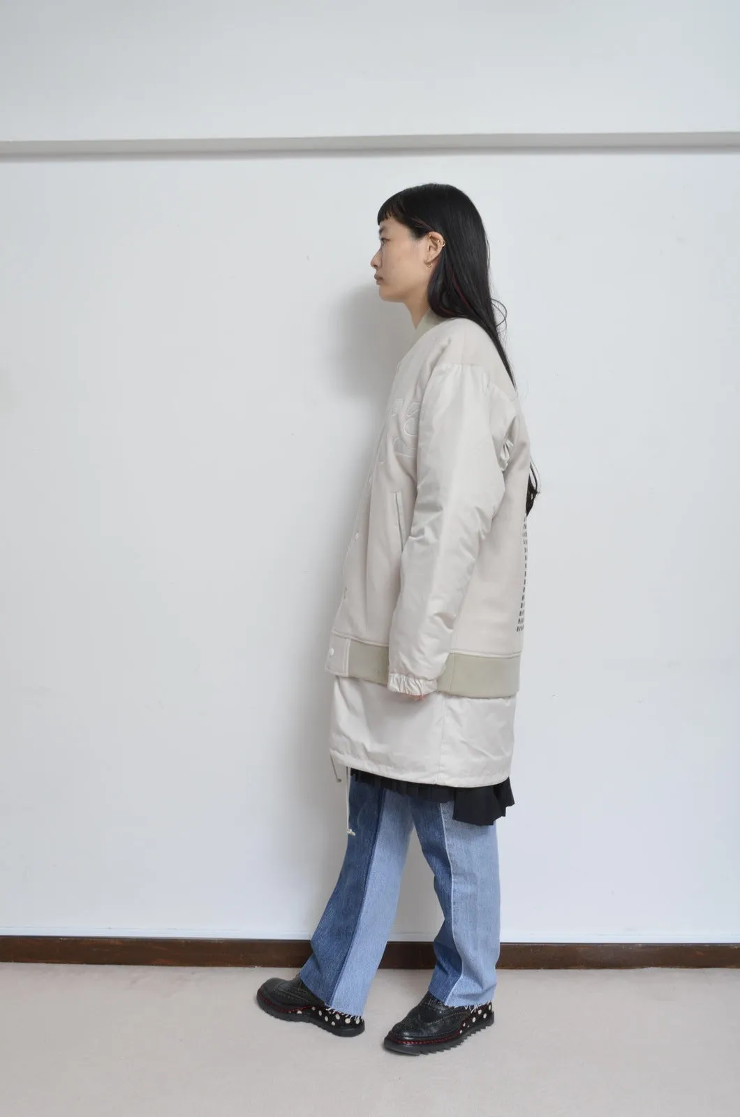 REMIX MELTON LAYER STADIUM JACKET/BEG/01
