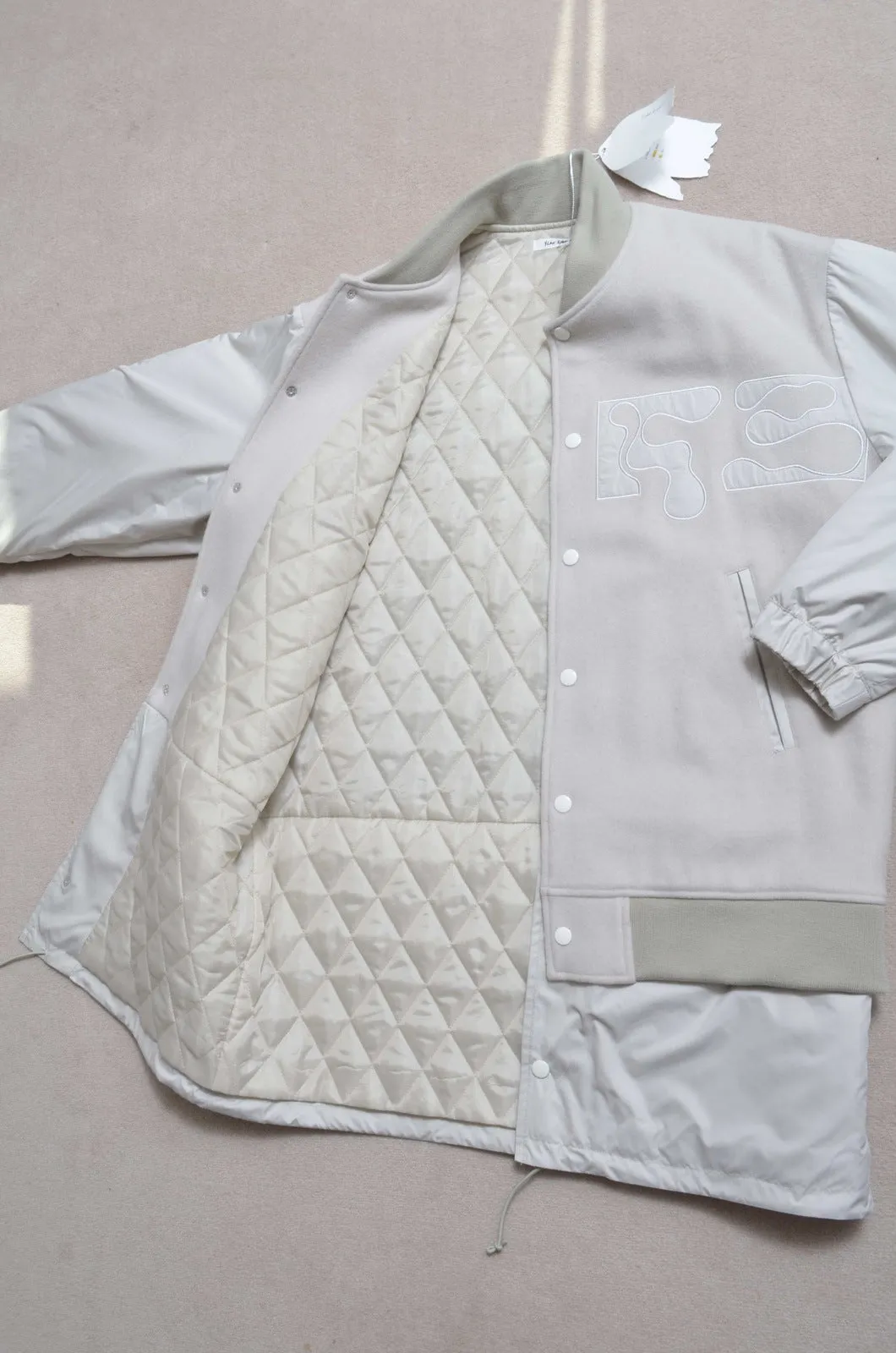 REMIX MELTON LAYER STADIUM JACKET/BEG/01