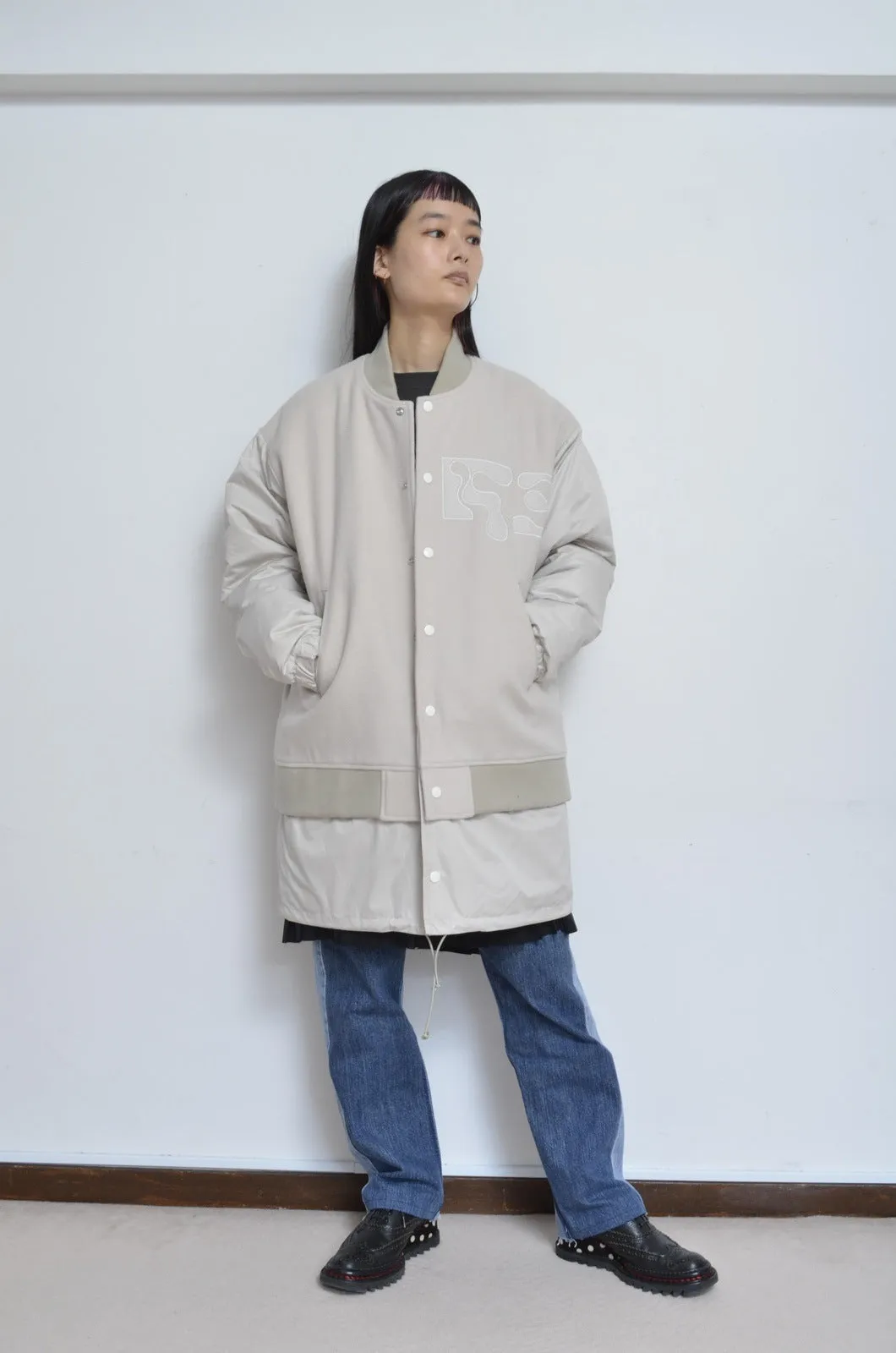 REMIX MELTON LAYER STADIUM JACKET/BEG/01