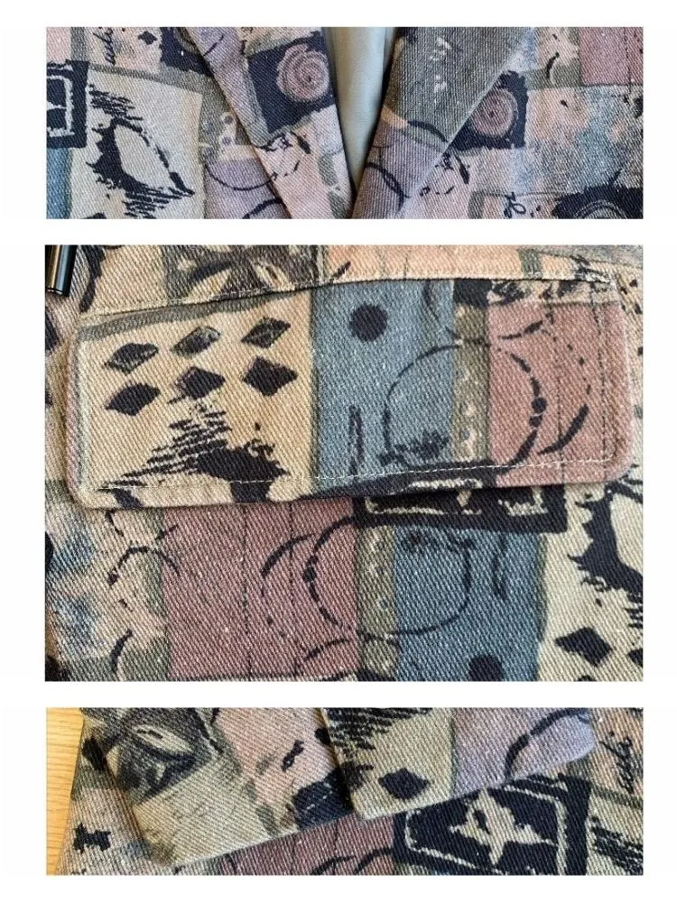 Retro printed suit design jacket【s0000003500】