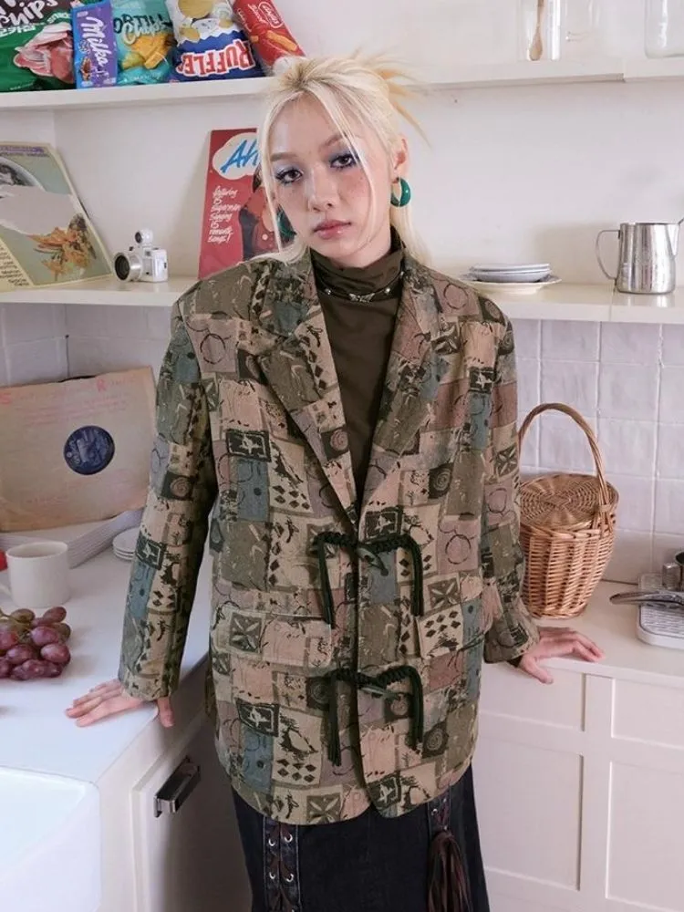 Retro printed suit design jacket【s0000003500】