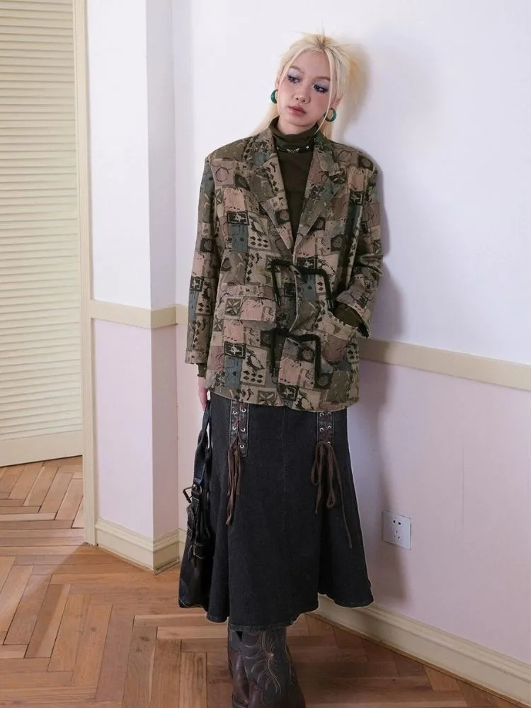 Retro printed suit design jacket【s0000003500】