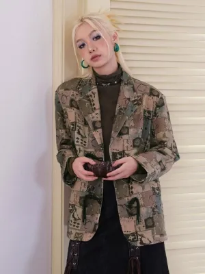 Retro printed suit design jacket【s0000003500】