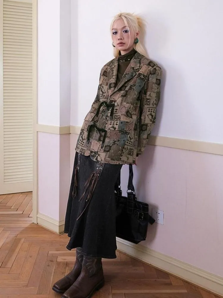 Retro printed suit design jacket【s0000003500】