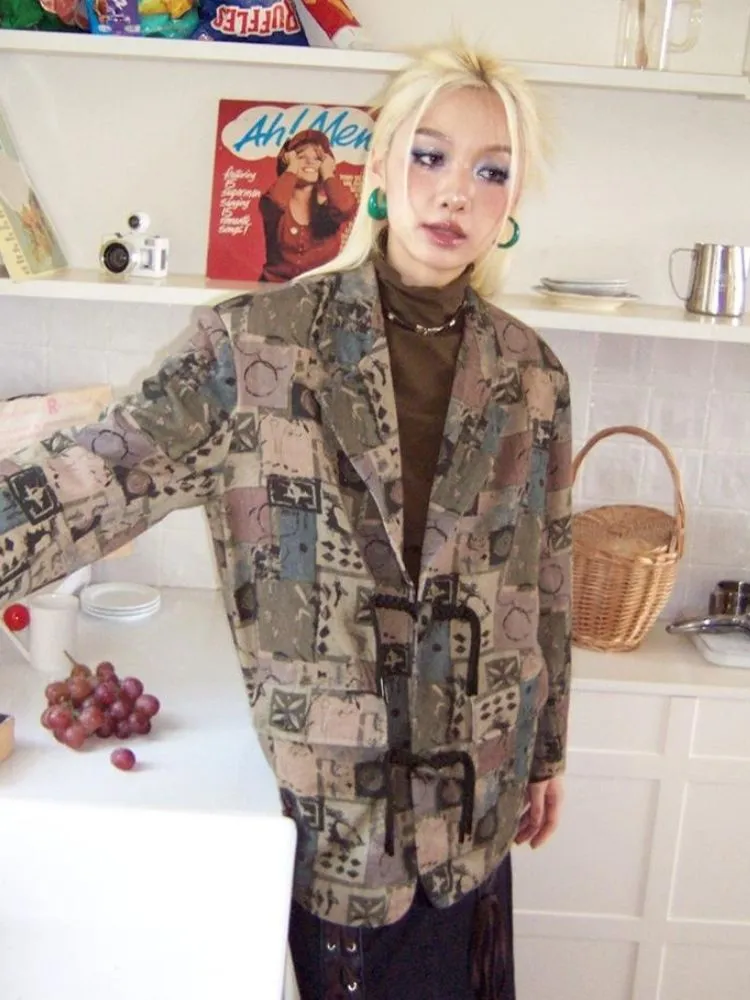 Retro printed suit design jacket【s0000003500】