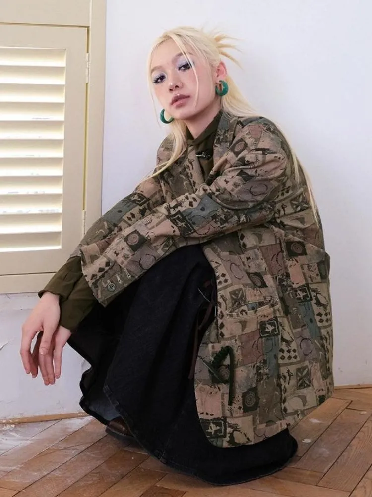 Retro printed suit design jacket【s0000003500】