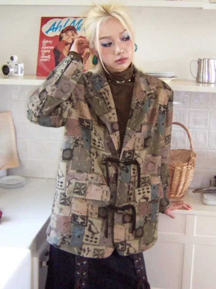 Retro printed suit design jacket【s0000003500】