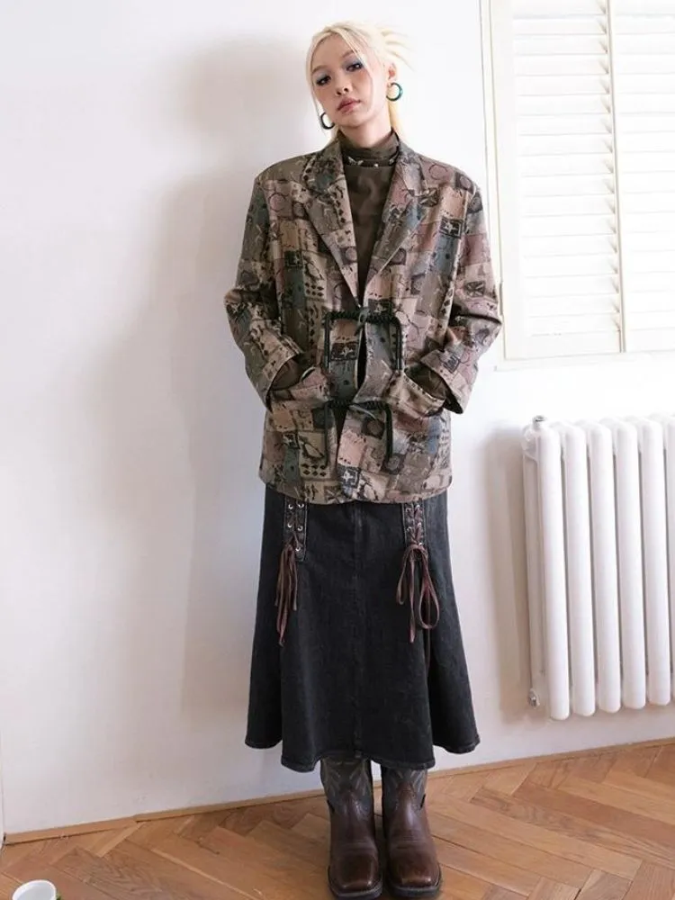 Retro printed suit design jacket【s0000003500】