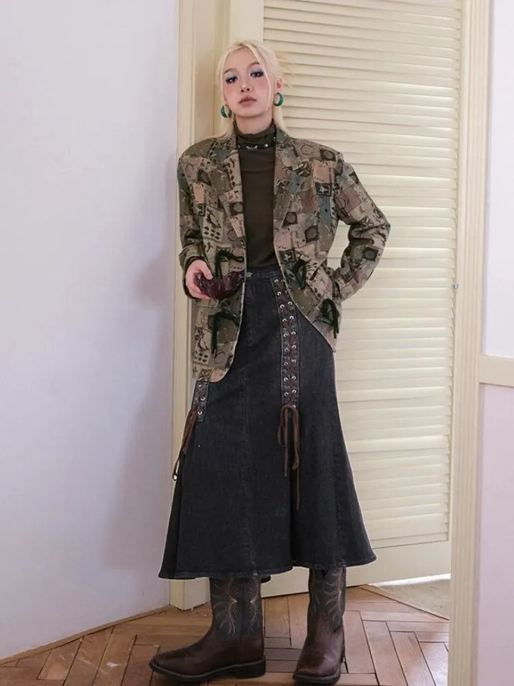 Retro printed suit design jacket【s0000003500】