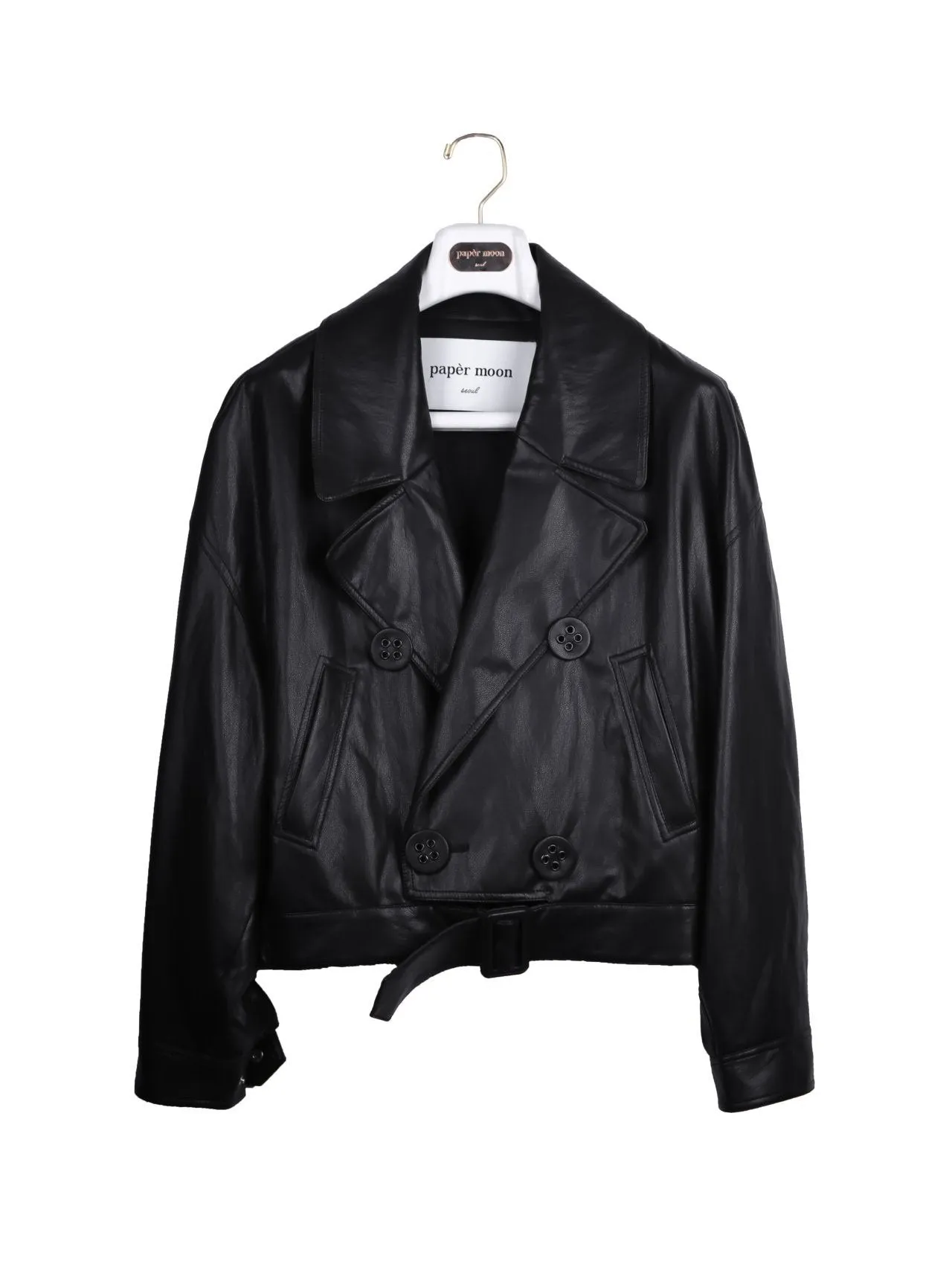 VEGAN LEATHER EYELET BUTTON TRENCH