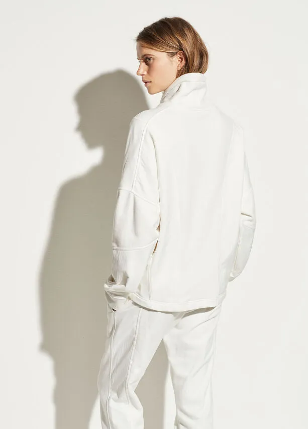 VINCE - Mixed Media Pullover in Off White