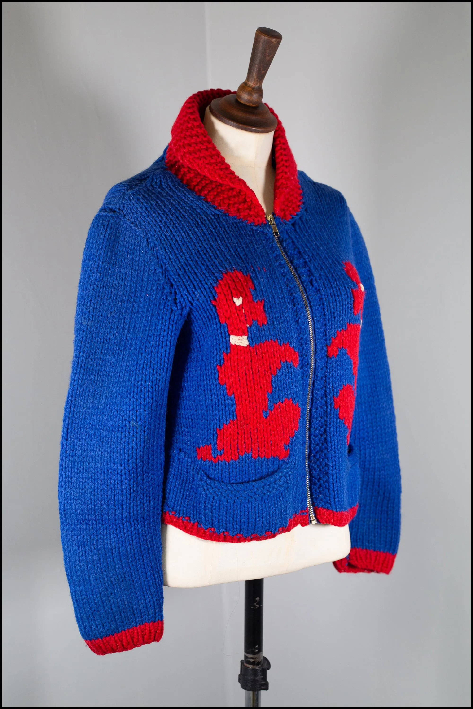 Vintage 1950s Blue Poodle Cardigan