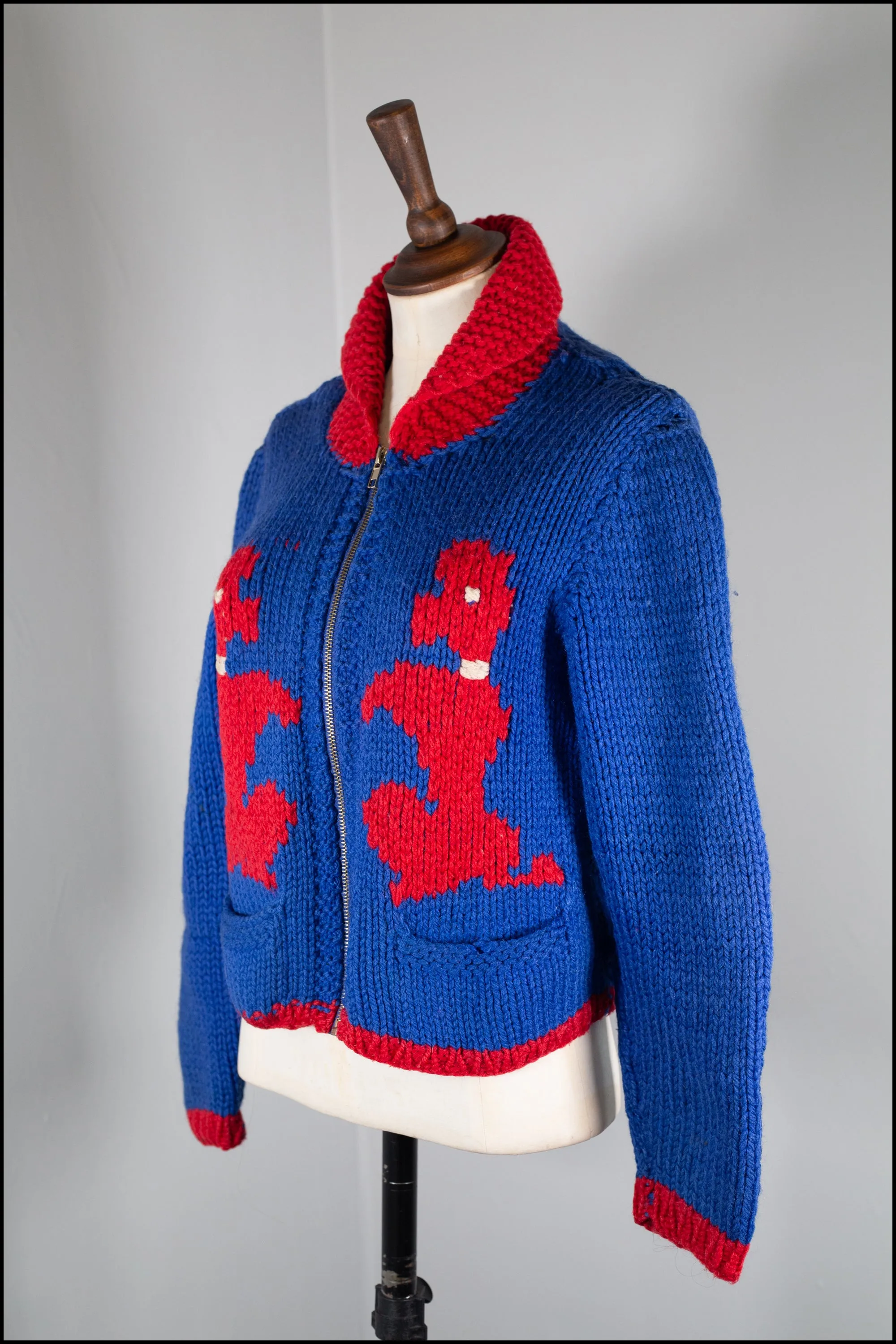 Vintage 1950s Blue Poodle Cardigan