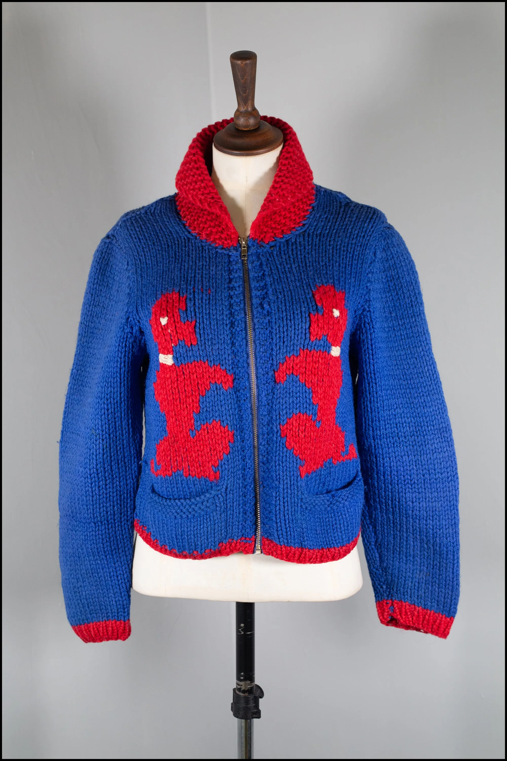 Vintage 1950s Blue Poodle Cardigan