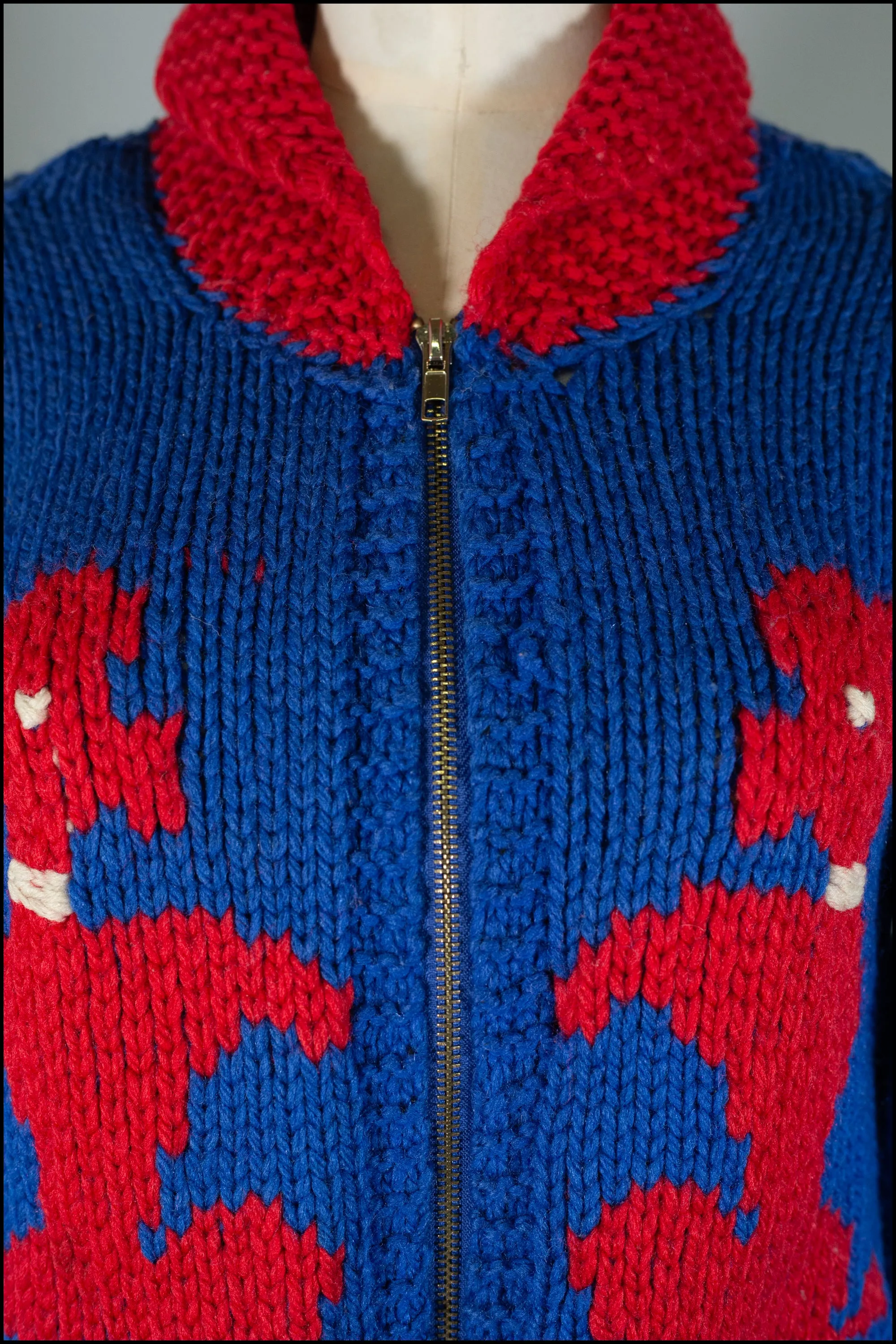 Vintage 1950s Blue Poodle Cardigan