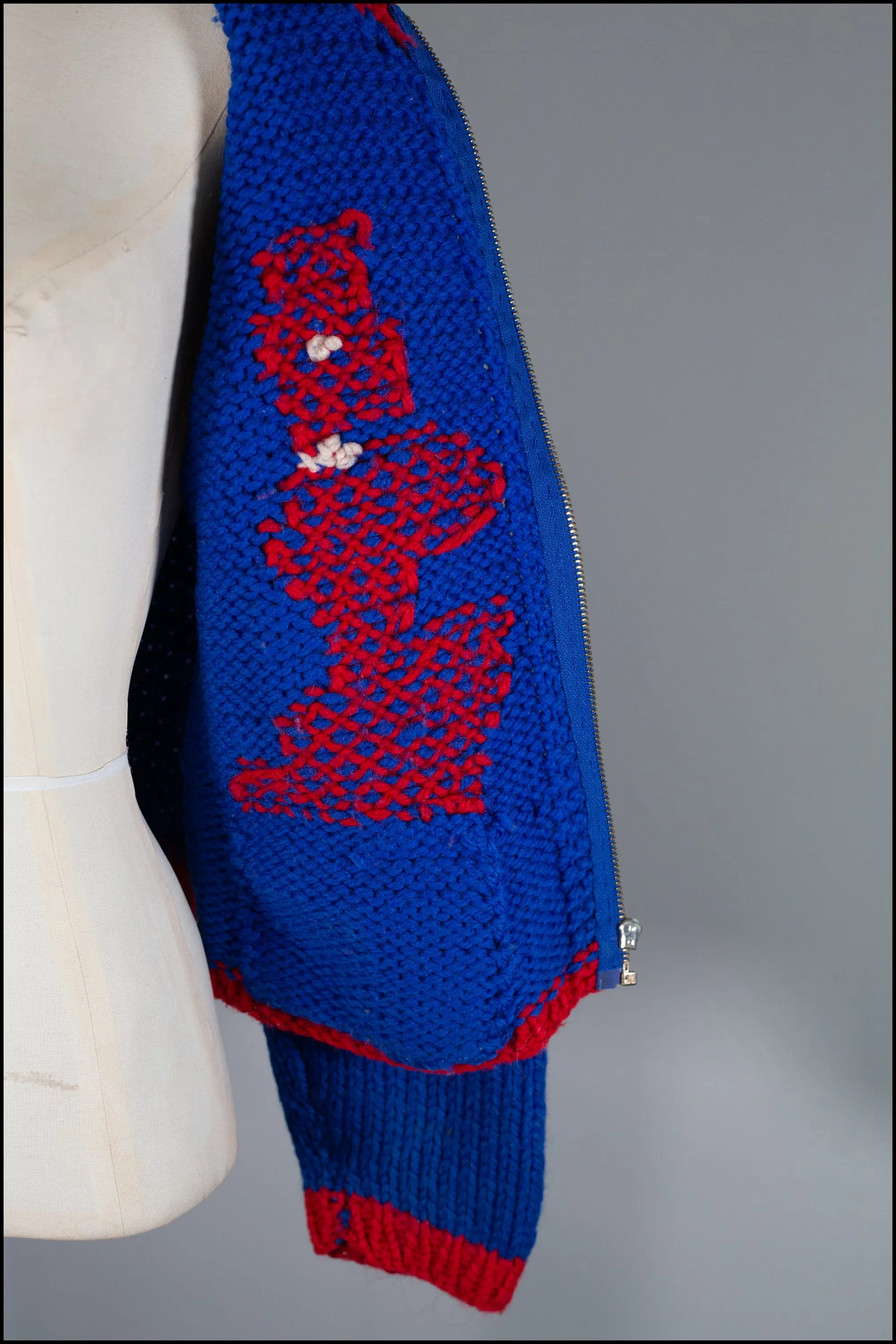Vintage 1950s Blue Poodle Cardigan
