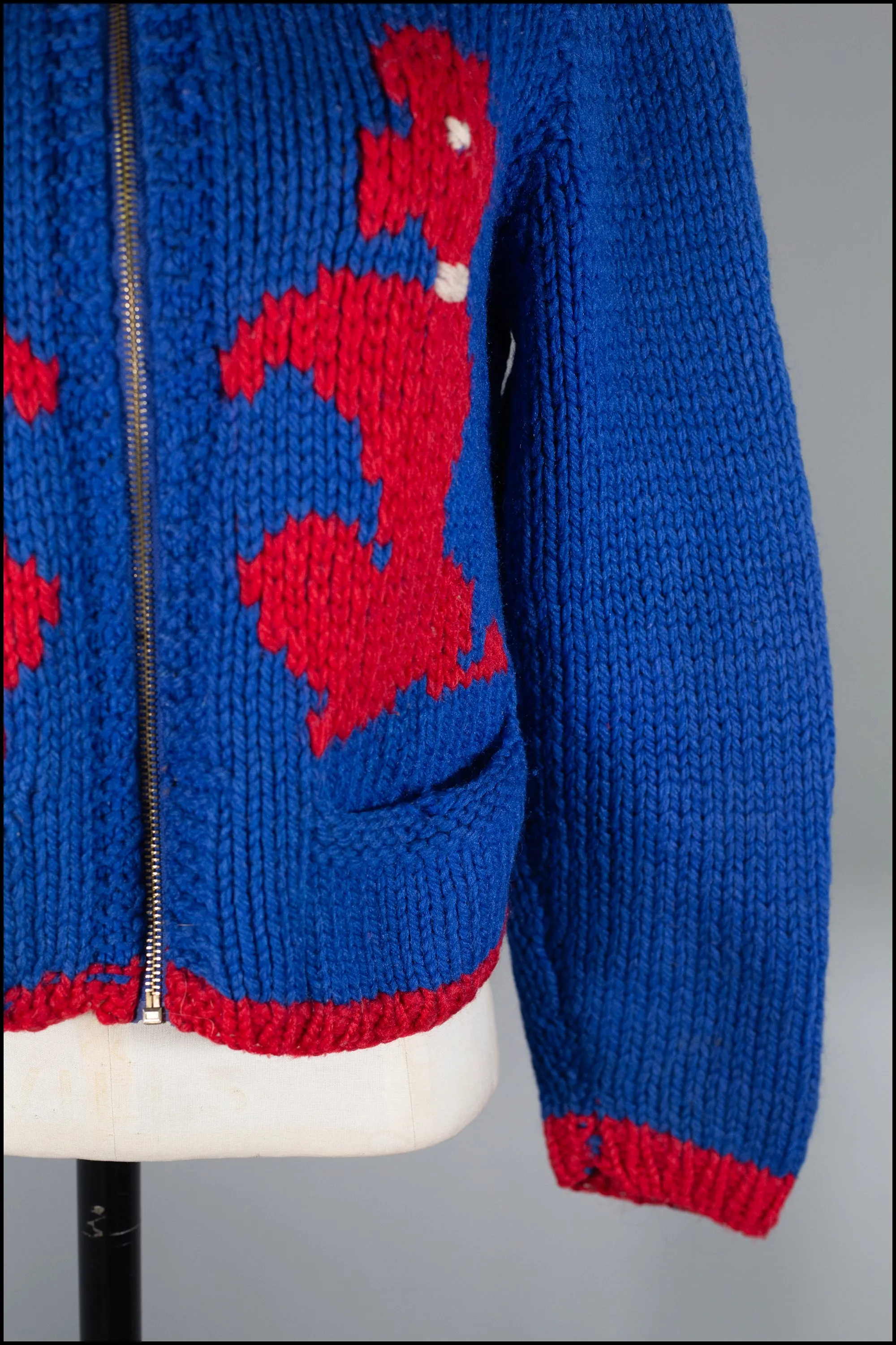 Vintage 1950s Blue Poodle Cardigan
