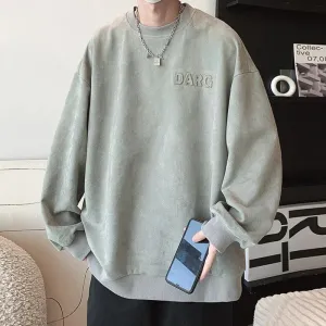 Wiaofellas  -  Spring Men's Swetshirts Letter Print Loose Pullovers Korean Style Round Neck Tops Hip Hop Streetwear Drop Shoulder Hoodies