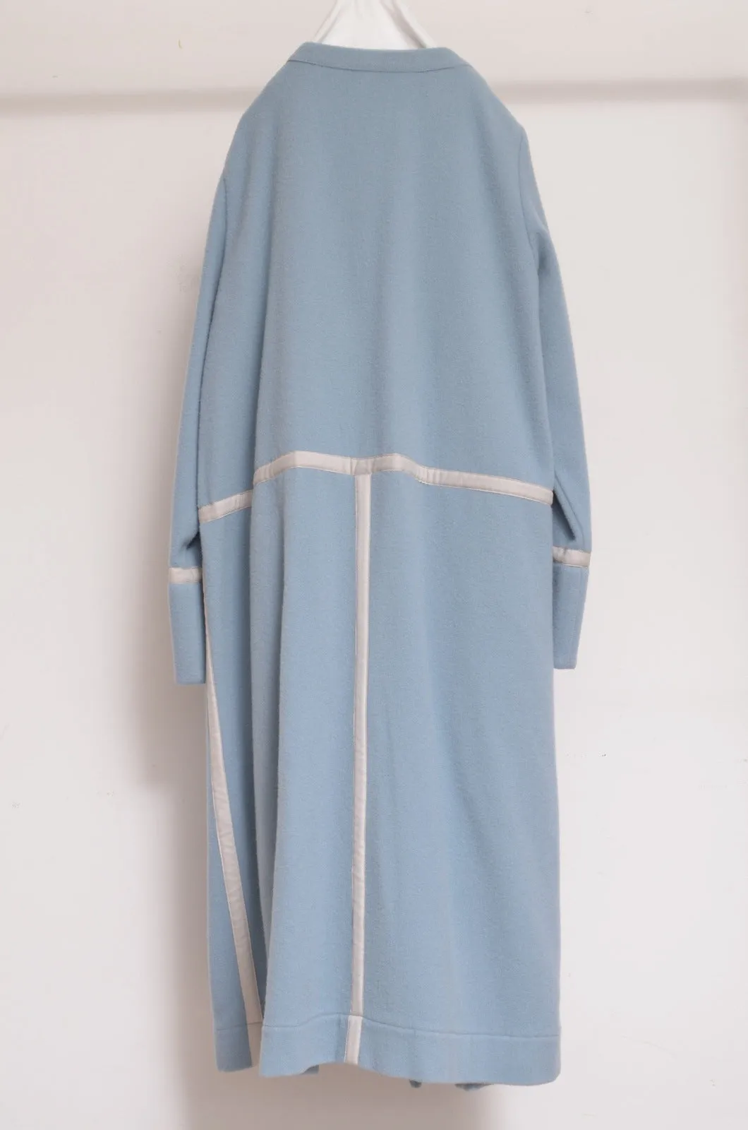 WOOL NO-COLLAR ROBE/MINT BLUE