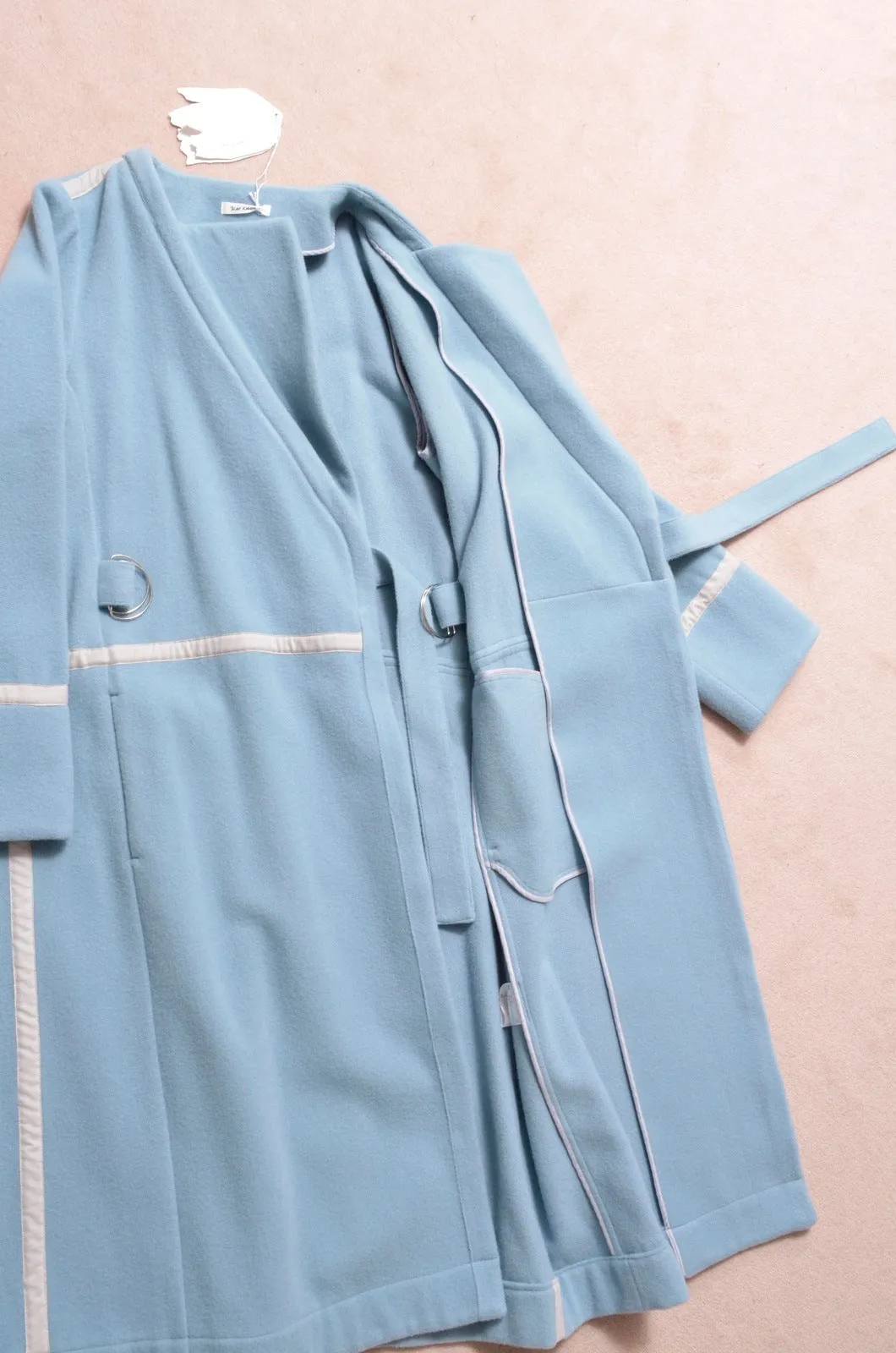 WOOL NO-COLLAR ROBE/MINT BLUE