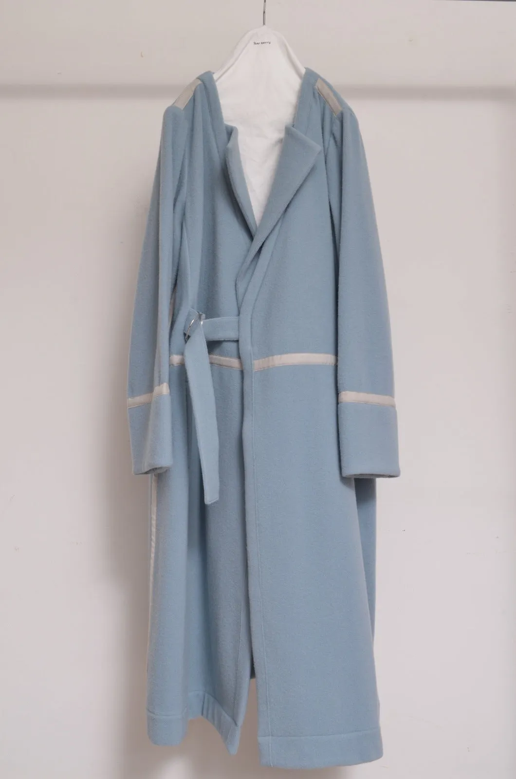 WOOL NO-COLLAR ROBE/MINT BLUE